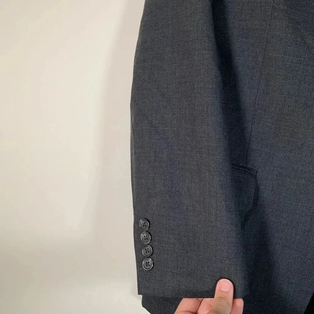 Lauren Ralph Lauren Men’s 37R L30 A24 100% Grey Wool Suit Jacket Pockets